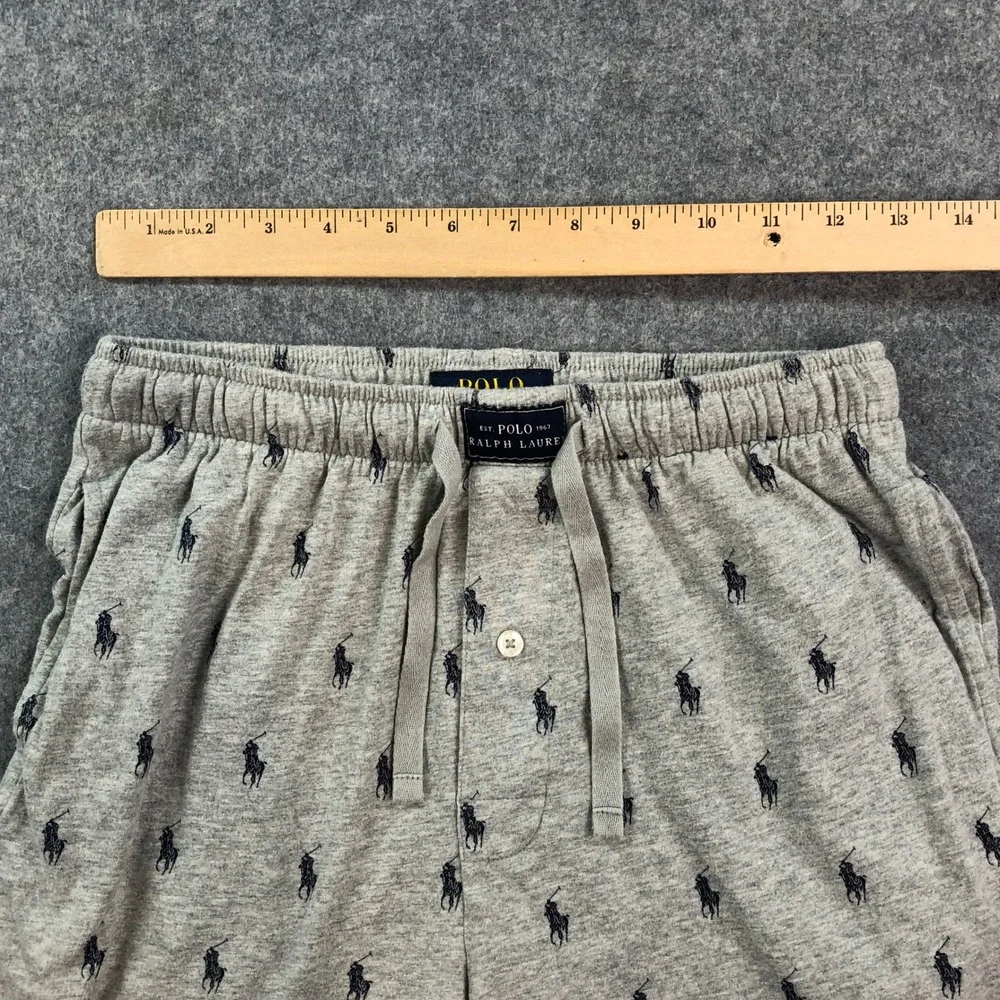 Polo Ralph Lauren Sleepwear Youth Boys Pants S Gray Logo Print Relaxed Fit